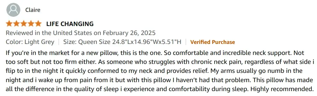 neck pillow customer review